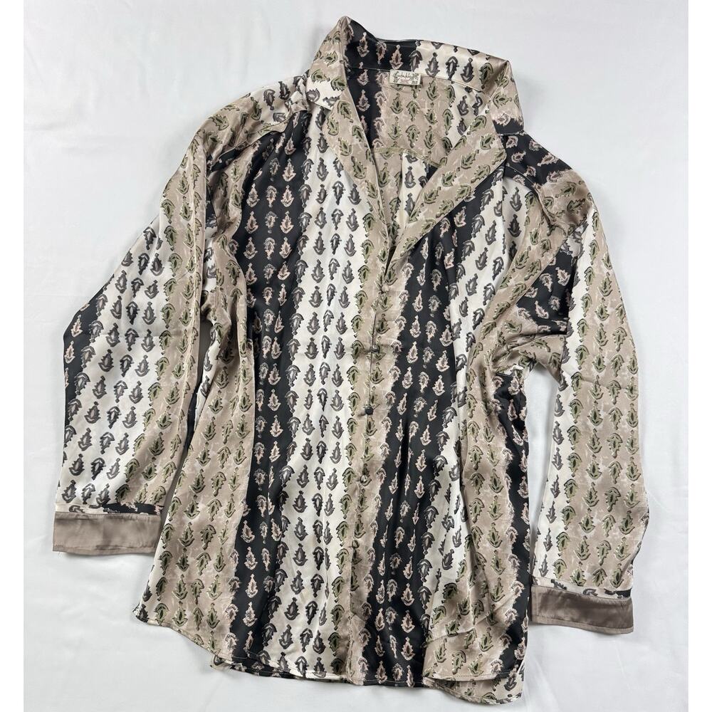 Free People Dreamy Days Pajama Top Sleep Shirt ONLY Neutral Combo Size Small - Picture 3 of 11